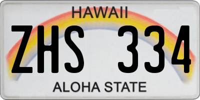 HI license plate ZHS334