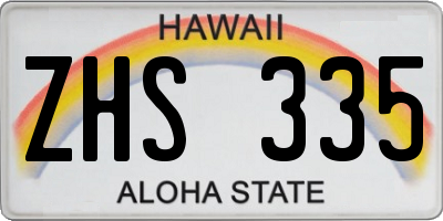 HI license plate ZHS335