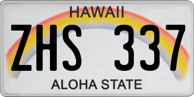 HI license plate ZHS337