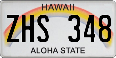 HI license plate ZHS348