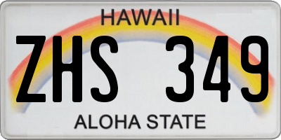 HI license plate ZHS349