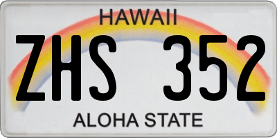 HI license plate ZHS352