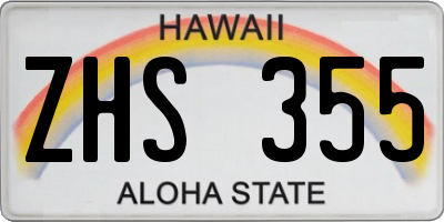 HI license plate ZHS355
