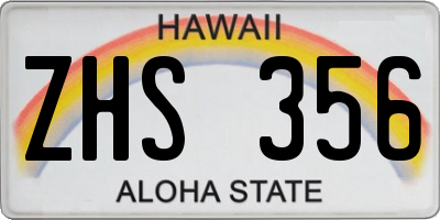HI license plate ZHS356