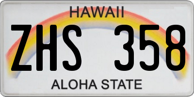 HI license plate ZHS358