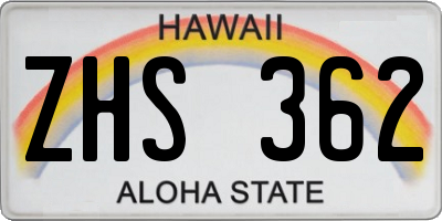 HI license plate ZHS362