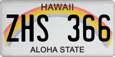 HI license plate ZHS366