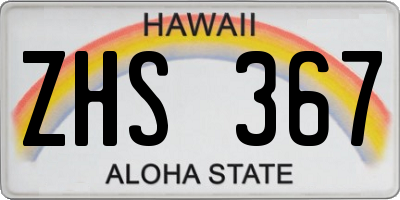 HI license plate ZHS367