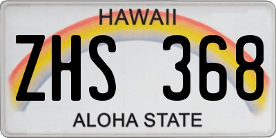 HI license plate ZHS368