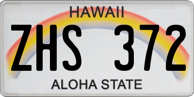 HI license plate ZHS372