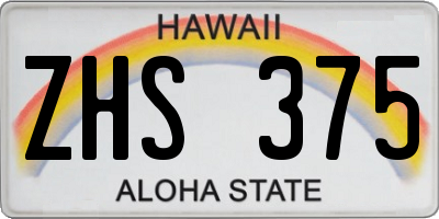 HI license plate ZHS375