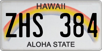 HI license plate ZHS384