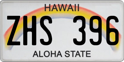 HI license plate ZHS396