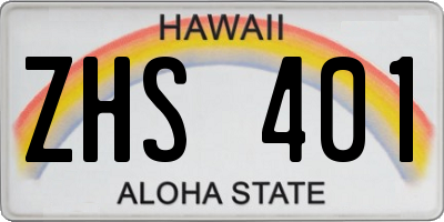 HI license plate ZHS401