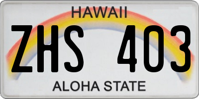 HI license plate ZHS403