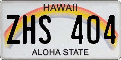 HI license plate ZHS404