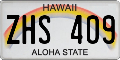 HI license plate ZHS409