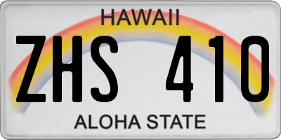HI license plate ZHS410