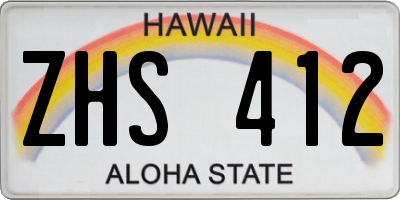 HI license plate ZHS412