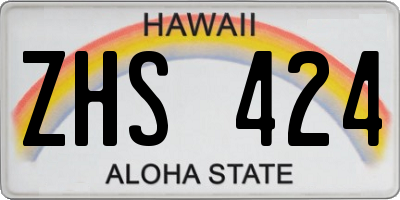 HI license plate ZHS424