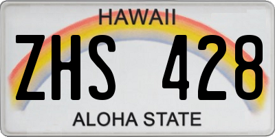HI license plate ZHS428