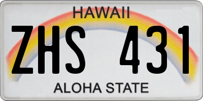HI license plate ZHS431