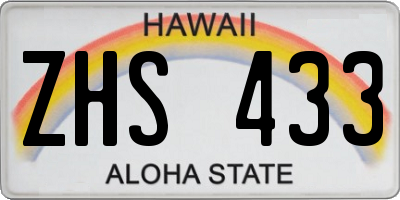 HI license plate ZHS433