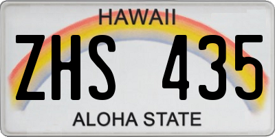 HI license plate ZHS435