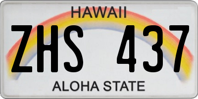HI license plate ZHS437