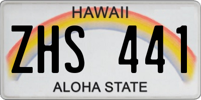 HI license plate ZHS441