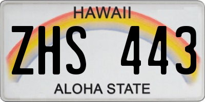 HI license plate ZHS443