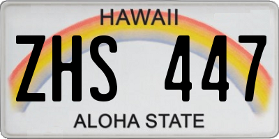 HI license plate ZHS447