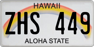 HI license plate ZHS449