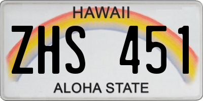 HI license plate ZHS451