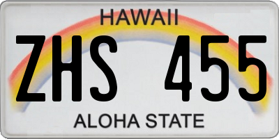 HI license plate ZHS455