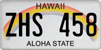 HI license plate ZHS458