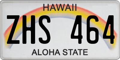 HI license plate ZHS464
