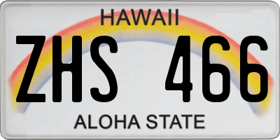 HI license plate ZHS466