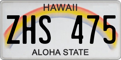 HI license plate ZHS475