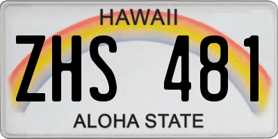 HI license plate ZHS481