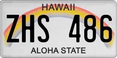 HI license plate ZHS486