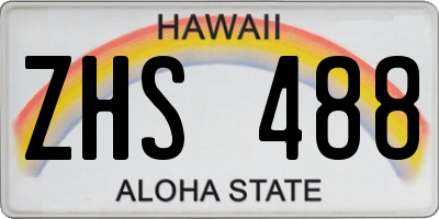 HI license plate ZHS488