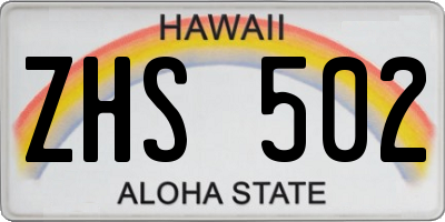 HI license plate ZHS502