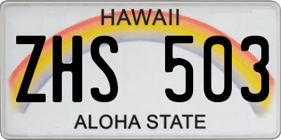 HI license plate ZHS503