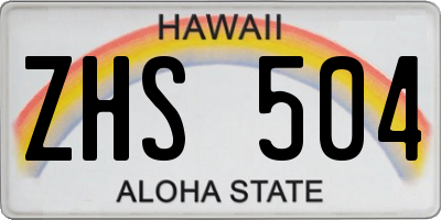 HI license plate ZHS504