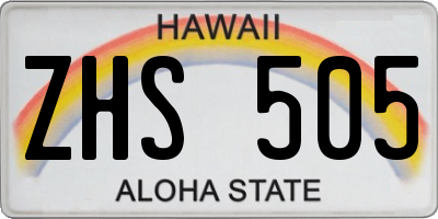 HI license plate ZHS505