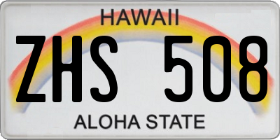 HI license plate ZHS508