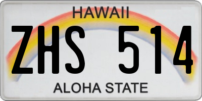 HI license plate ZHS514