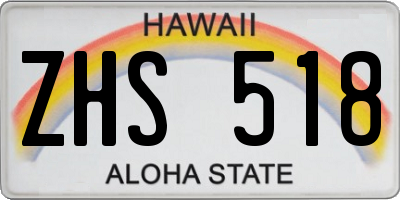 HI license plate ZHS518