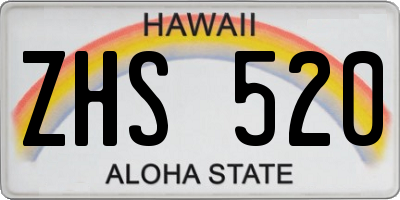 HI license plate ZHS520